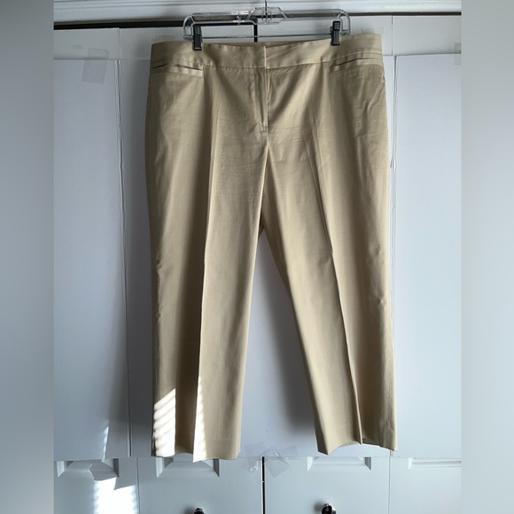 Lafayette 148 beige polished cotton pants, sz 16 - Picture 1 of 3